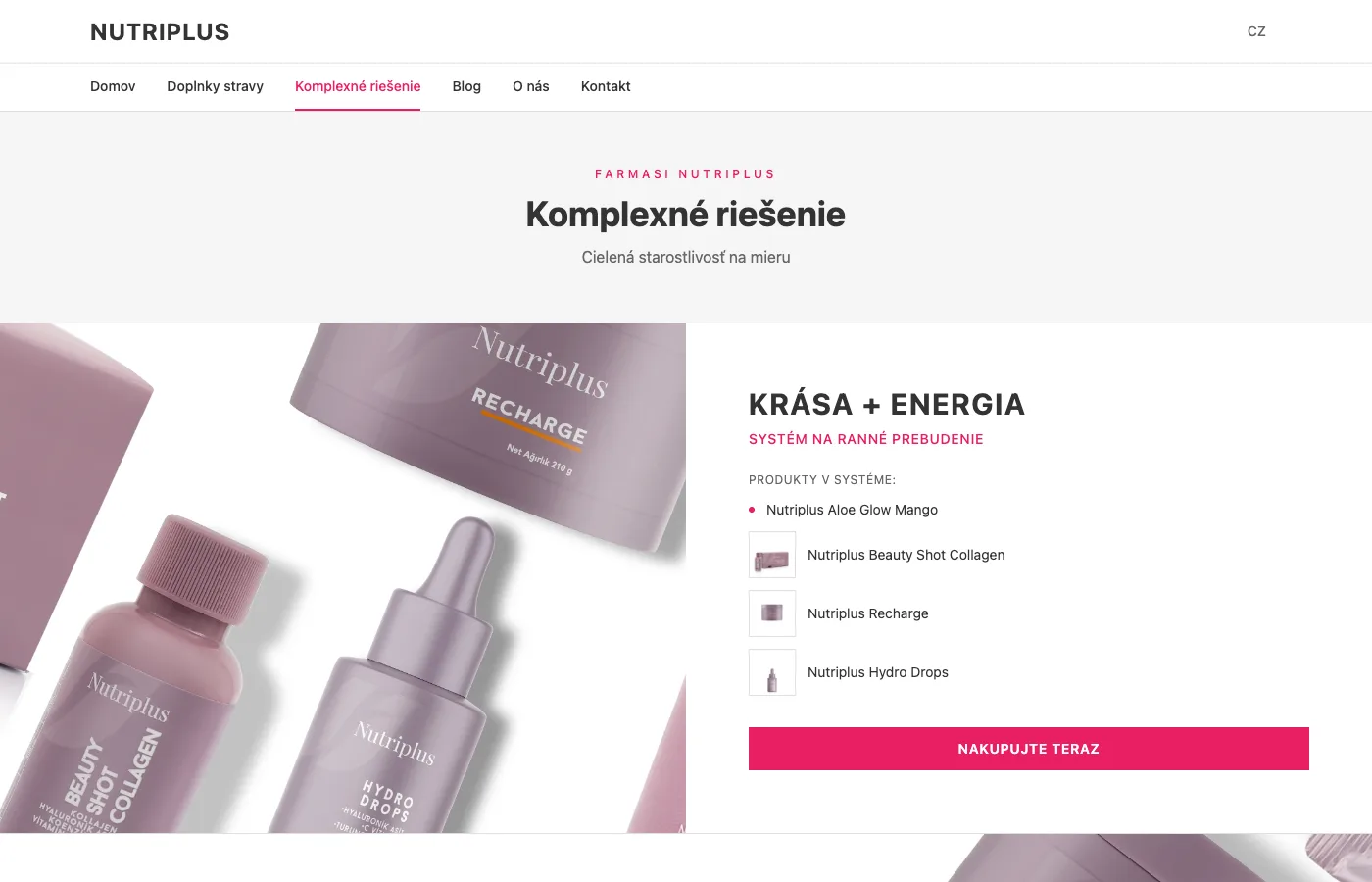 Stránka Komplexné riešenie so sadami produktov